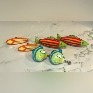 Drawer Pulls- Ceramic Ocean Theme-Set of‎ 6